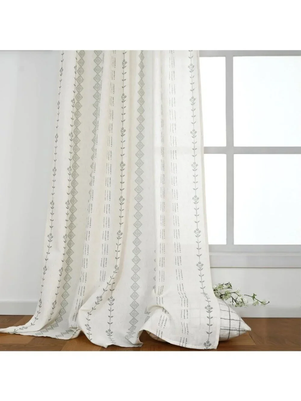 Boho Sage Green Sheer Linen Curtains 63
